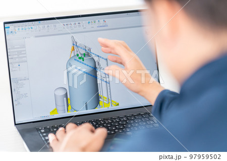 三次元CAD　立体的　3DCG　建築設備設計　給水タンク　ビジネスマン 97959502