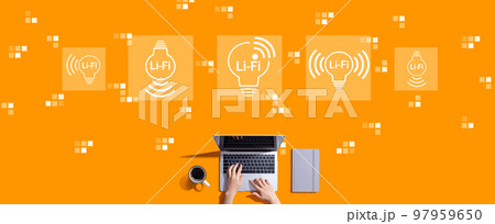 LiFi theme with person working with laptop 97959650