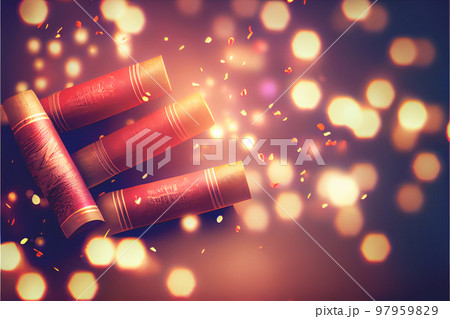 Chinese New Year Festival background and decorations Firecrackers. 3D illustration 97959829
