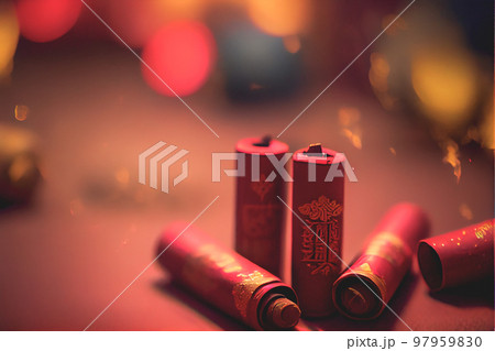 Chinese New Year Festival background and decorations Firecrackers. 3D illustration Chinese New Year Festival background and decorations Firecrackers. 3D illustration 97959830