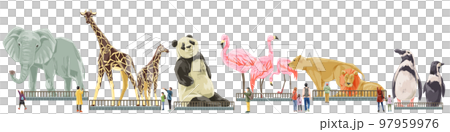 動物園動物大集合手繪水彩風格插畫 97959976