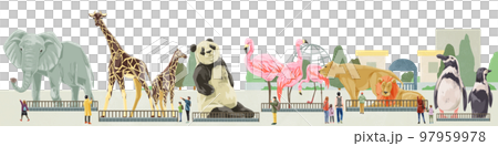 動物園の動物大集合手描き水彩風イラスト 97959978