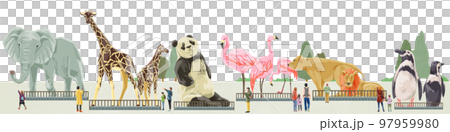 Zoo animals large collection hand drawn watercolor style illustration 97959980