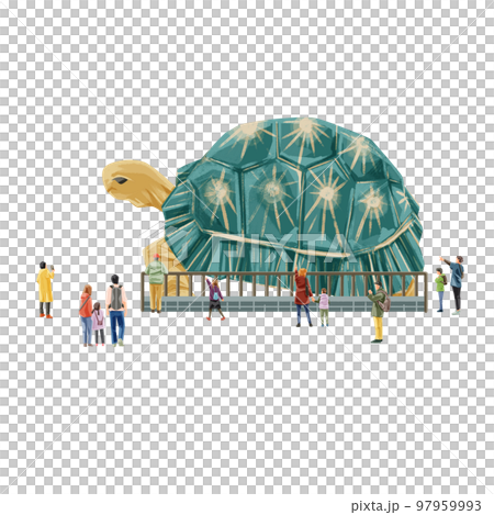 人們在動物園裡看海龜的手繪水彩風格插圖 人們在動物園裡看海龜的手繪水彩風格插圖 97959993