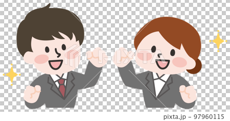 Men and women of young office workers in suits 97960115