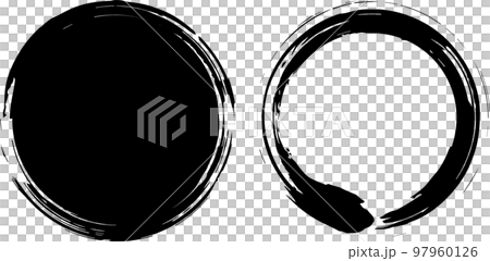 Japanese style brush frame with handwritten faint circle circle Japanese style brush frame with handwritten faint circle circle 97960126