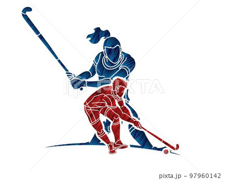 Group of Field Hockey Sport Male an Female Players Mix Action Cartoon Graphic Vector Group of Field Hockey Sport Male an Female Players Mix Action Cartoon Graphic Vector 97960142