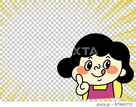 集中線と指さしポーズのコミカルな女性キャラクターイラスト素材 集中線と指さしポーズのコミカルな女性キャラクターイラスト素材 97960755