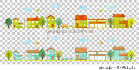 グランジ風テクスチャの街並みイラスト 97961138