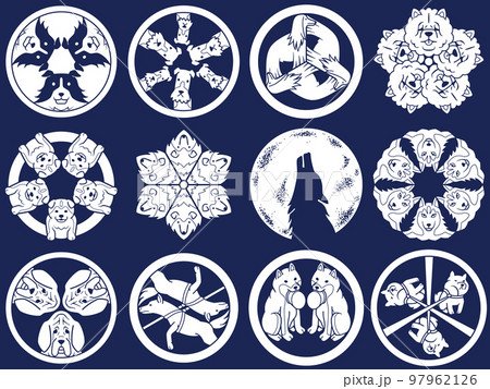 犬のイラスト　ボーダーコリー　チャウチャウ　アフガンハウンド　紋 97962126