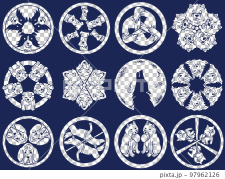 犬のイラスト　ボーダーコリー　チャウチャウ　アフガンハウンド　紋 97962126