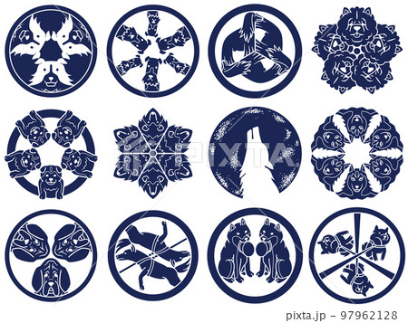 犬のイラスト　ボーダーコリー　チャウチャウ　アフガンハウンド　紋 97962128