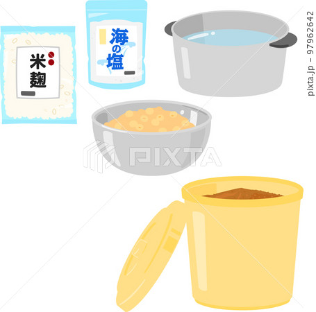 味噌の材料と仕込んだ味噌 97962642
