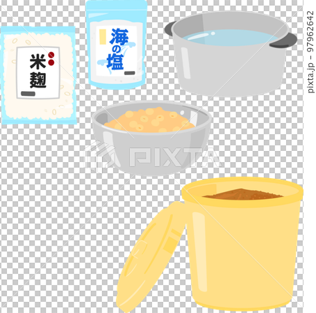 味噌の材料と仕込んだ味噌 97962642