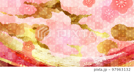 梅　節分　和柄　背景 97963132