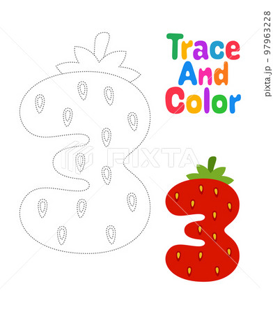 Number 3 tracing worksheet for kids 97963228
