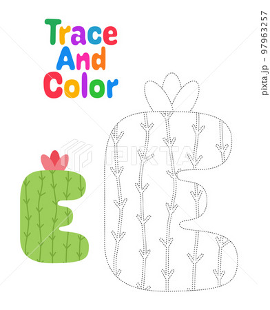 Alphabet E tracing worksheet for kids 97963257