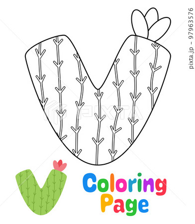 Coloring page with Alphabet V for kids 97963576