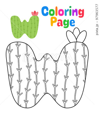 Coloring page with Alphabet W for kids 97963577