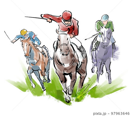 競馬の追い込み-最後の直線コース 競馬の追い込み-最後の直線コース 97963646