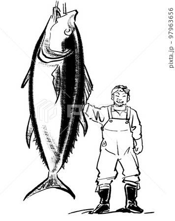 マグロ漁師-モノクロ マグロ漁師-モノクロ 97963656