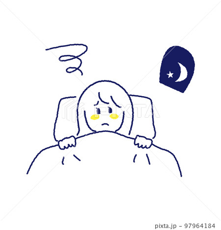 夜眠れず困っている若い女性 97964184