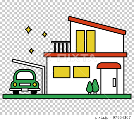 念願の2階建のマイホーム　ベクターイラスト 97964307