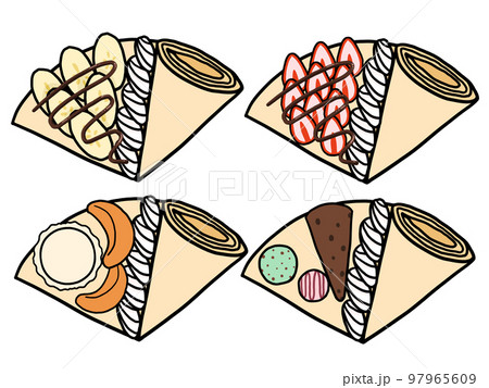 開いたクレープ4種のイラスト 97965609