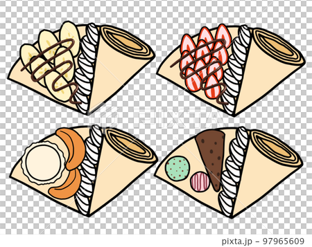 開いたクレープ4種のイラスト 97965609