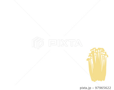 かわいいキノコのエノキのフレーム／手描きイラスト素材 97965622