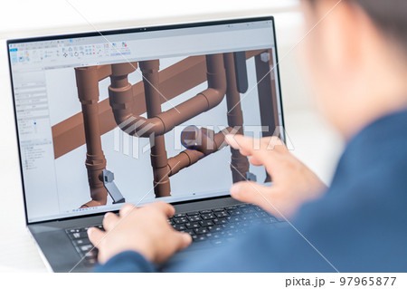 三次元CAD 立体的 3DCG 建築設備設計 電子混合水栓 ビジネスマン 三次元CAD 立体的 3DCG 建築設備設計 電子混合水栓 ビジネスマン 97965877