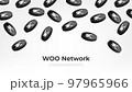 WOO Network (WOO) coin falling from the sky. WOO cryptocurrency concept banner background. 97965966
