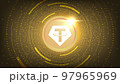 Tether Gold (XAUT) coin cryptocurrency concept banner background. 97965969
