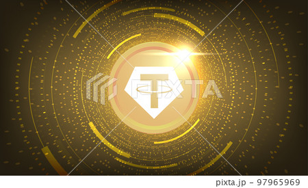 Tether Gold (XAUT) coin cryptocurrency concept banner background. Tether Gold (XAUT) coin cryptocurrency concept banner background. 97965969
