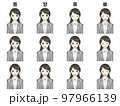 スーツを着た女性　喜怒哀楽の表情差分イラストセット 97966139