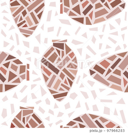 Kvevri vector seamless pattern with tiles. Traditional Georgian clay wine making vessel Qvevri. 97966283