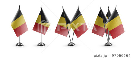 Small national flags of the Belgium on a white background 97966564