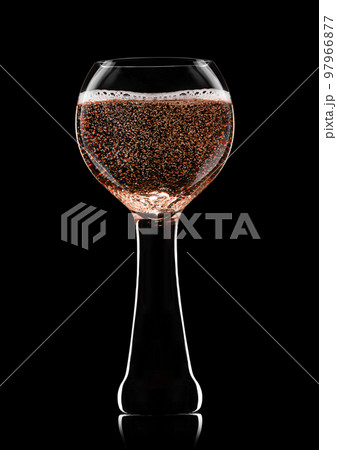 Balloon pink rose champagne glass on black. Balloon pink rose champagne glass on black. 97966877