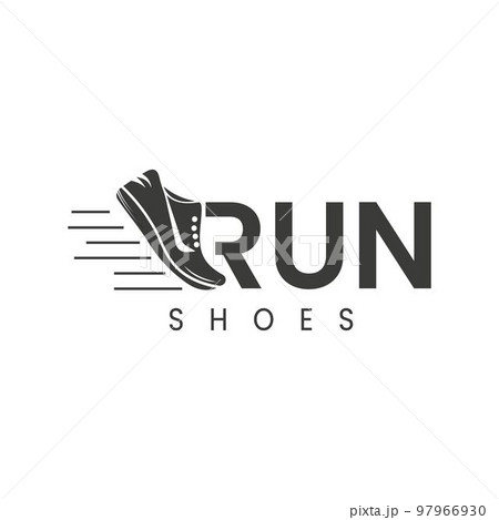 Creative word sign illustration logo, R to run shoe icon logo template. 97966930