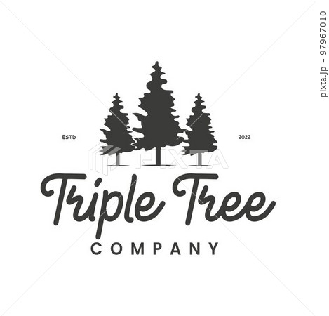 Vintage wilderness three trees pine forest logo retro style outdoor adventure emblem, badge, design element, logotype template. vector illustration 97967010