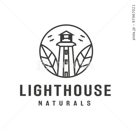 Naturals two leaf Lighthouse illustration design logo, vector, icon, symbol, garage, template 97967021