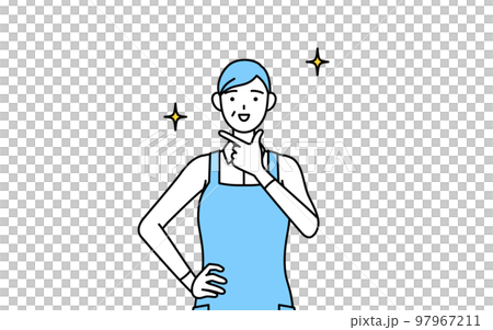 自信家のポーズを取るエプロンを着たシニア女性 自信家のポーズを取るエプロンを着たシニア女性 97967211