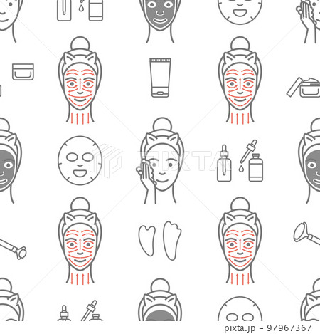 Skin care routine pattern seamless fase roller Skin care routine pattern seamless fase roller 97967367