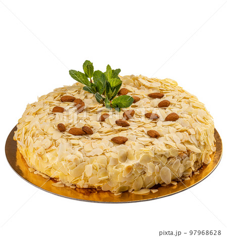 Whole round delicious almond cake 97968628