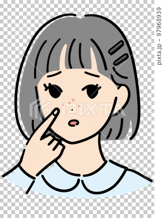 Girl suffering from acne around her nose 97968939