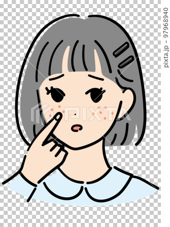 Girl suffering from acne on the cheeks 97968940