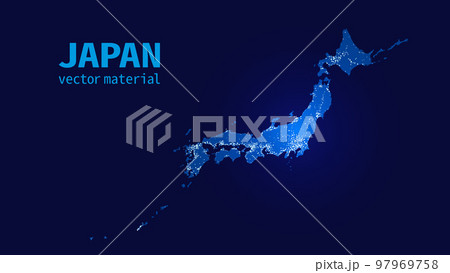 日本の電力、電気、エネルギーの青い夜の地図の背景画像ベクターイラスト素材 97969758
