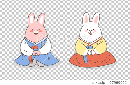 rabbit wearing hanbok illustration 97969921