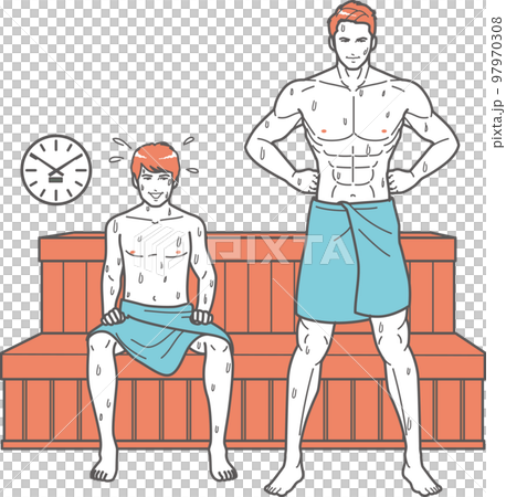 蒸汽浴的年輕和肌肉人 97970308