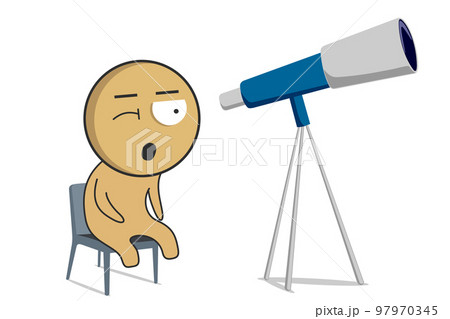 Man looking at the stars through a telescope   97970345